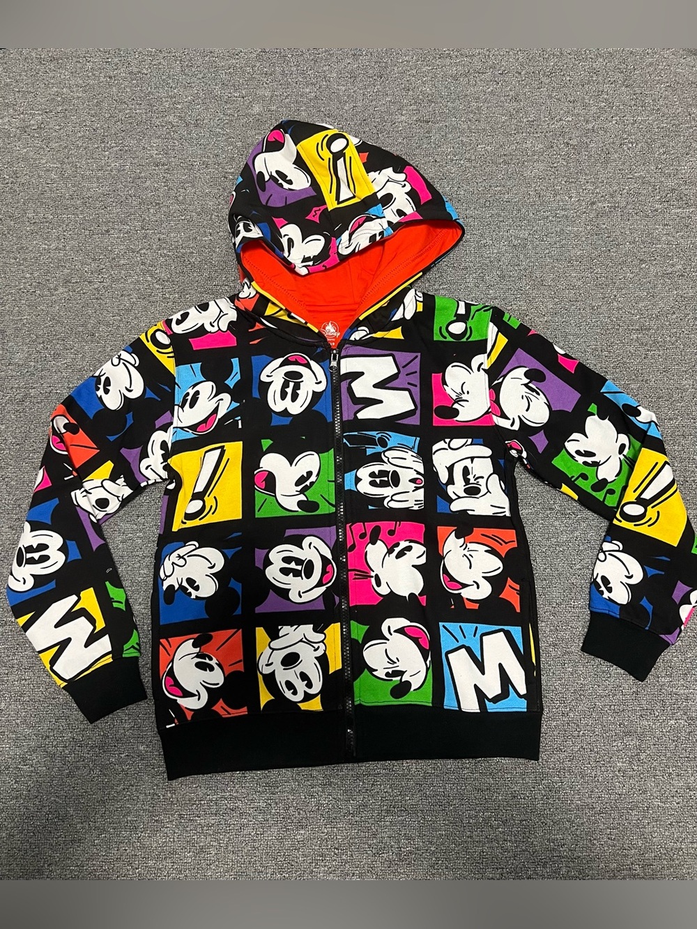 Disney Black Multi Mickey Pop Art Zip-Up Hoodie kid’s 9-10T